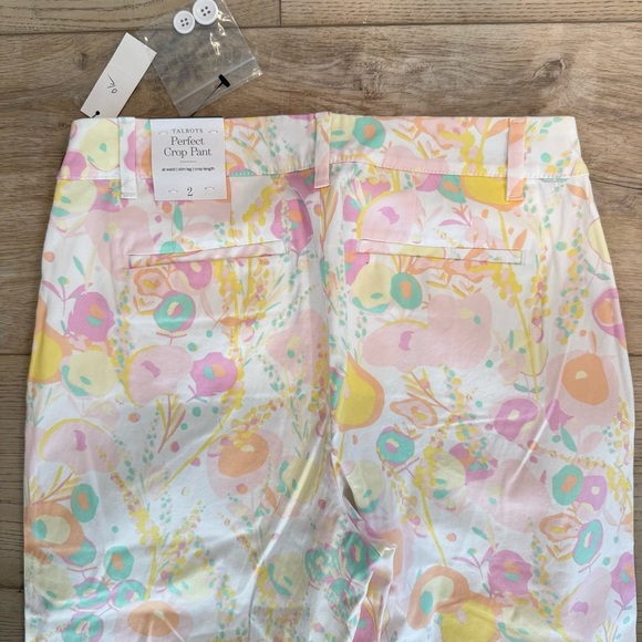 Talbots Cotton Stretch Slim-Leg Perfect Crop Pant Abstract Floral Print Sz 2 NEW - Picture 5 of 12